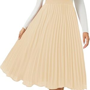 Elegant Cream Pleated Skirt